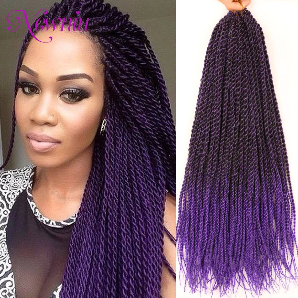 Tresses Crochet Senegalese Twist Synthétiques Ombre | Box Braids | Extensions Cheveux | Femme