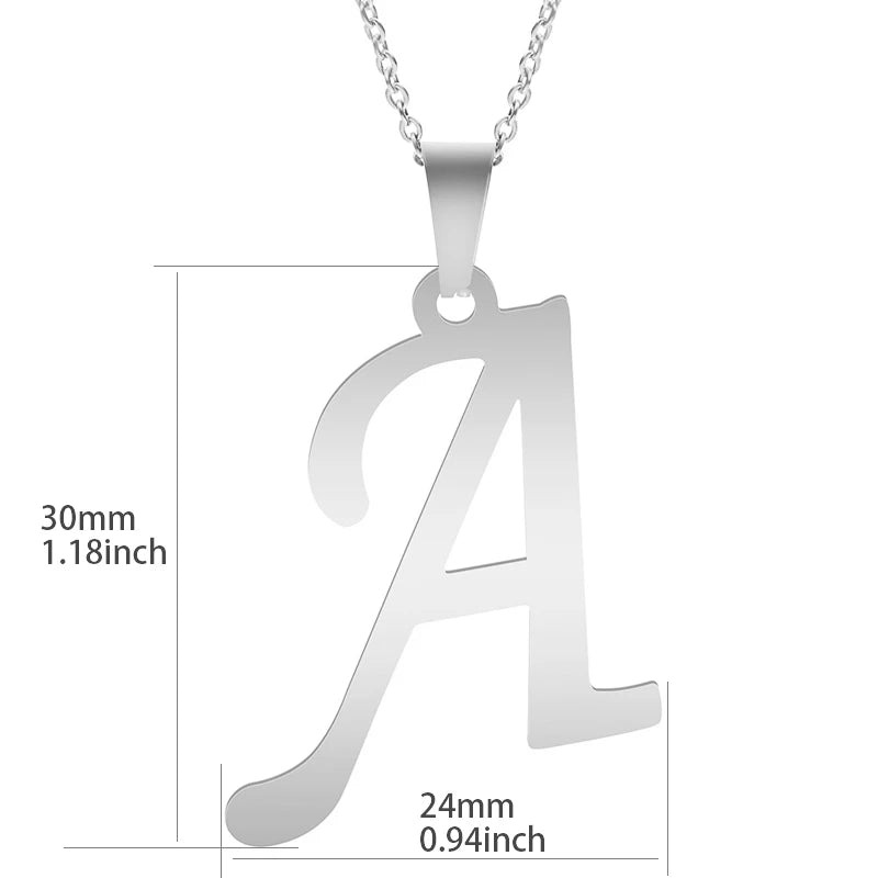 Collier Initiale Lettre Alphabet | 26 Lettres | Acier Inoxydable | Pendentif Chaîne | Bijou Femme & Homme