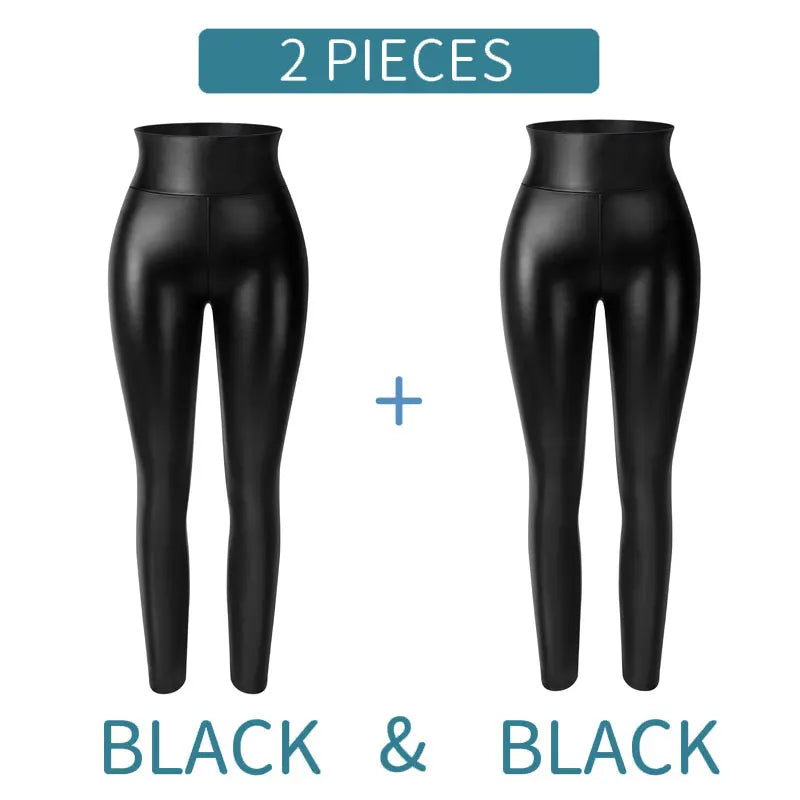 Legging Faux Cuir Épais Femme | Taille Haute Non Transparent | Push Up Slim | Lift Fesses | Fitness