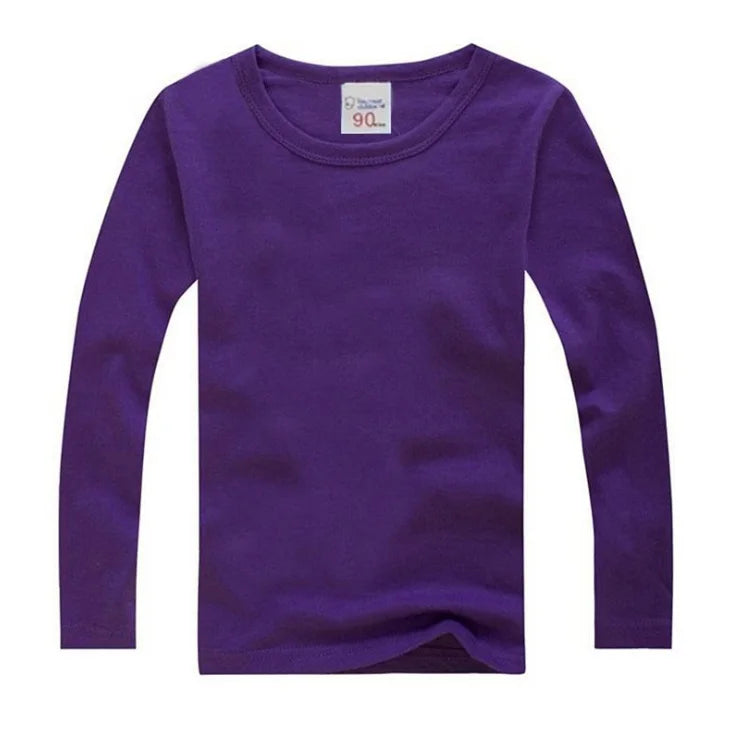 Boys Long Sleeve T-Shirts For Children Spring Autumn Pure Color T-shirt Cotton 1-15T Kids Clothing Baby Girls Tops Tees Clothes