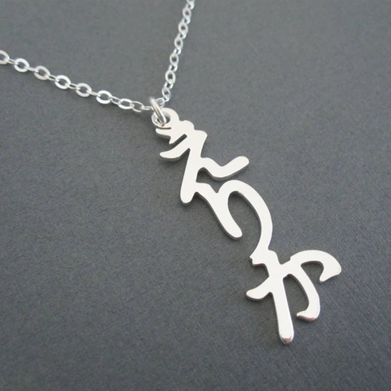 Collier Prénom Japonais Personnalisé | Plaque Argent Acier Inoxydable | Vertical | Cadeau Femme