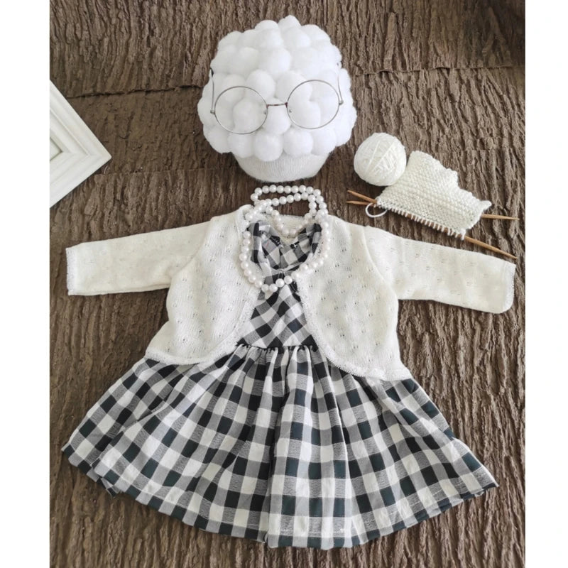 1 Set Funny Baby Photography Props Costume Infant Girls Cosplay Grandma Clothes Photo Shooting Hat Outfits