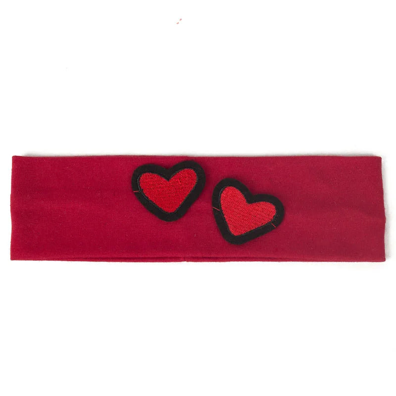 Fashion Kids Cut Love Applique Headband Baby Girls Soft Cotton Plain Flat Hairband Children Accessories Elastic Hair Bands