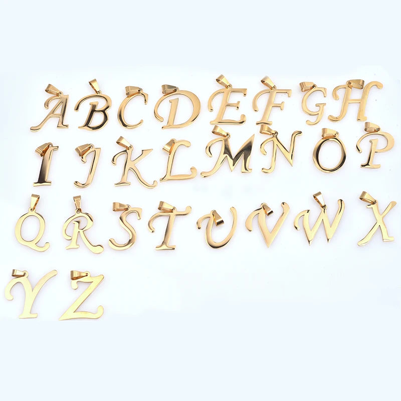 Collier Initiale Lettre Alphabet | 26 Lettres | Acier Inoxydable | Pendentif Chaîne | Bijou Femme & Homme