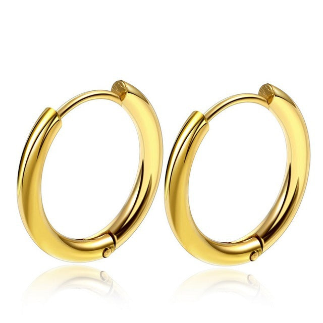 Boucles d'Oreilles Créoles Acier Inoxydable | Petites Couleur Or | Femme Homme Fille | Piercing Cartilage | Bijou Mode