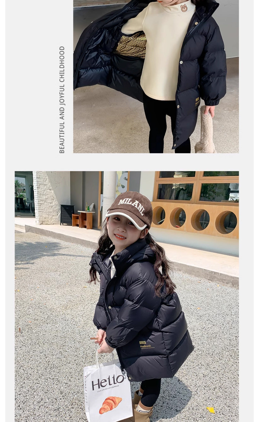 Doudoune Fille -30°C | Imperméable Brillante Capuche | Parka Chaude Enfant 5-14 Ans Hiver
