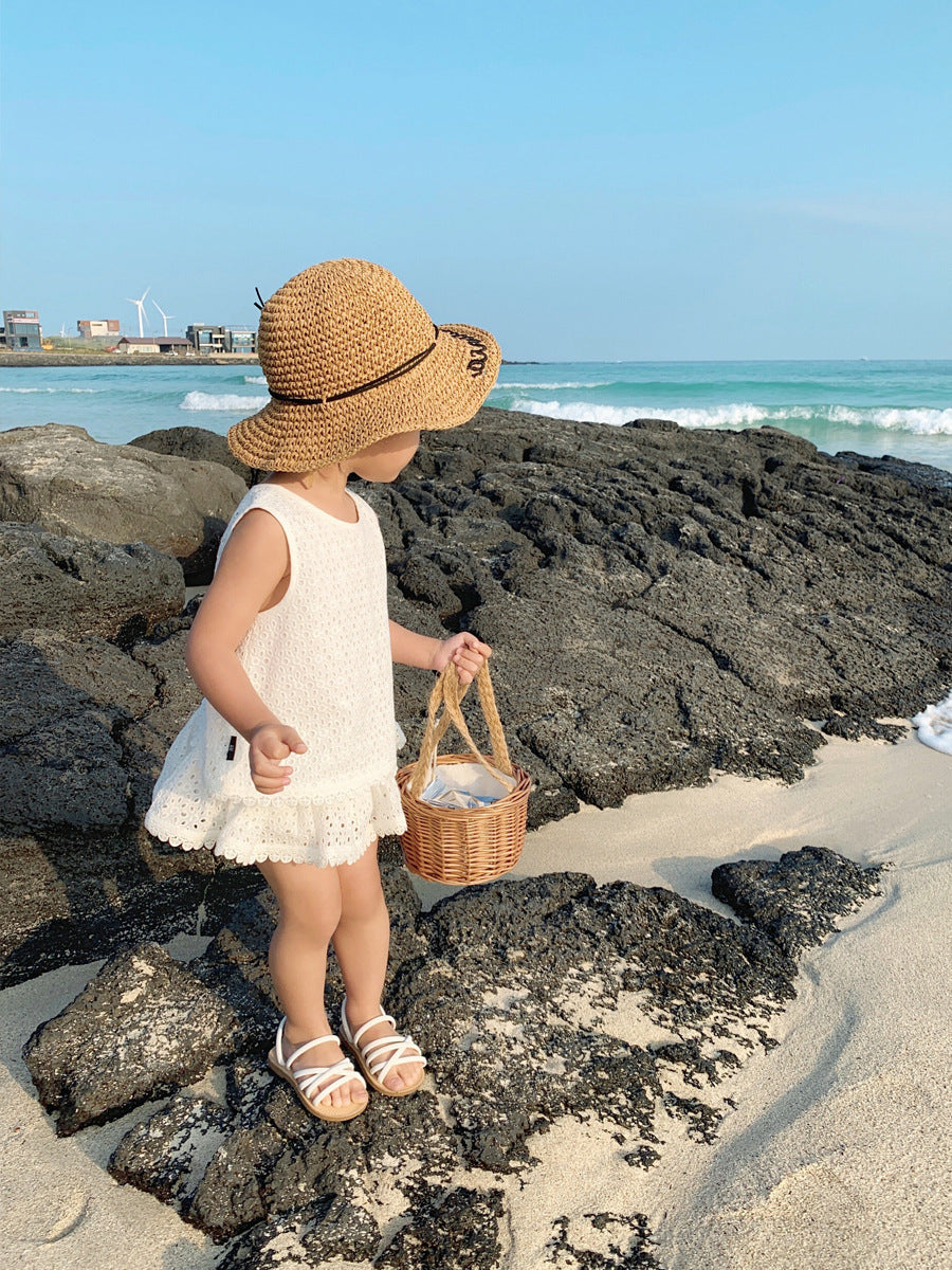Girls Outfit Set 2026 Summer Clothing Sets Hollow Lace Suit Baby Casual Sleeveless T-shirt+Shorts Kids Clothes Sets Baby Clothes