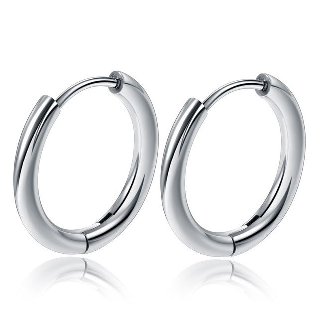 Boucles d'Oreilles Créoles Acier Inoxydable | Petites Couleur Or | Femme Homme Fille | Piercing Cartilage | Bijou Mode