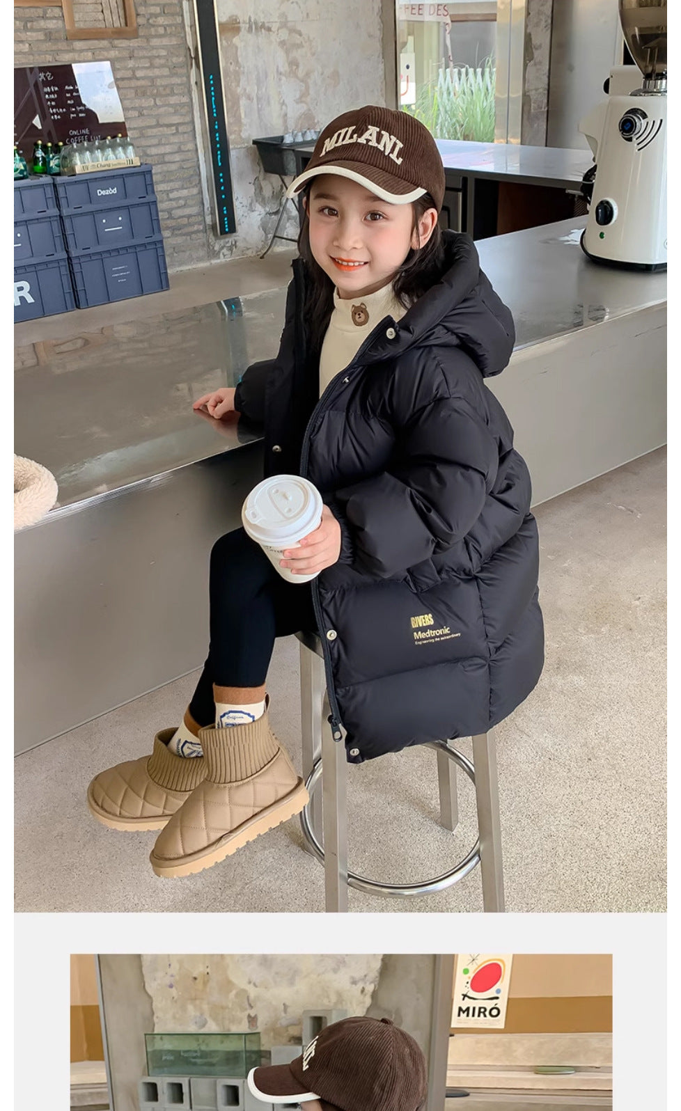 Doudoune Fille -30°C | Imperméable Brillante Capuche | Parka Chaude Enfant 5-14 Ans Hiver