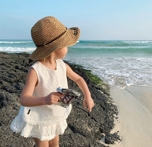 Girls Outfit Set 2026 Summer Clothing Sets Hollow Lace Suit Baby Casual Sleeveless T-shirt+Shorts Kids Clothes Sets Baby Clothes