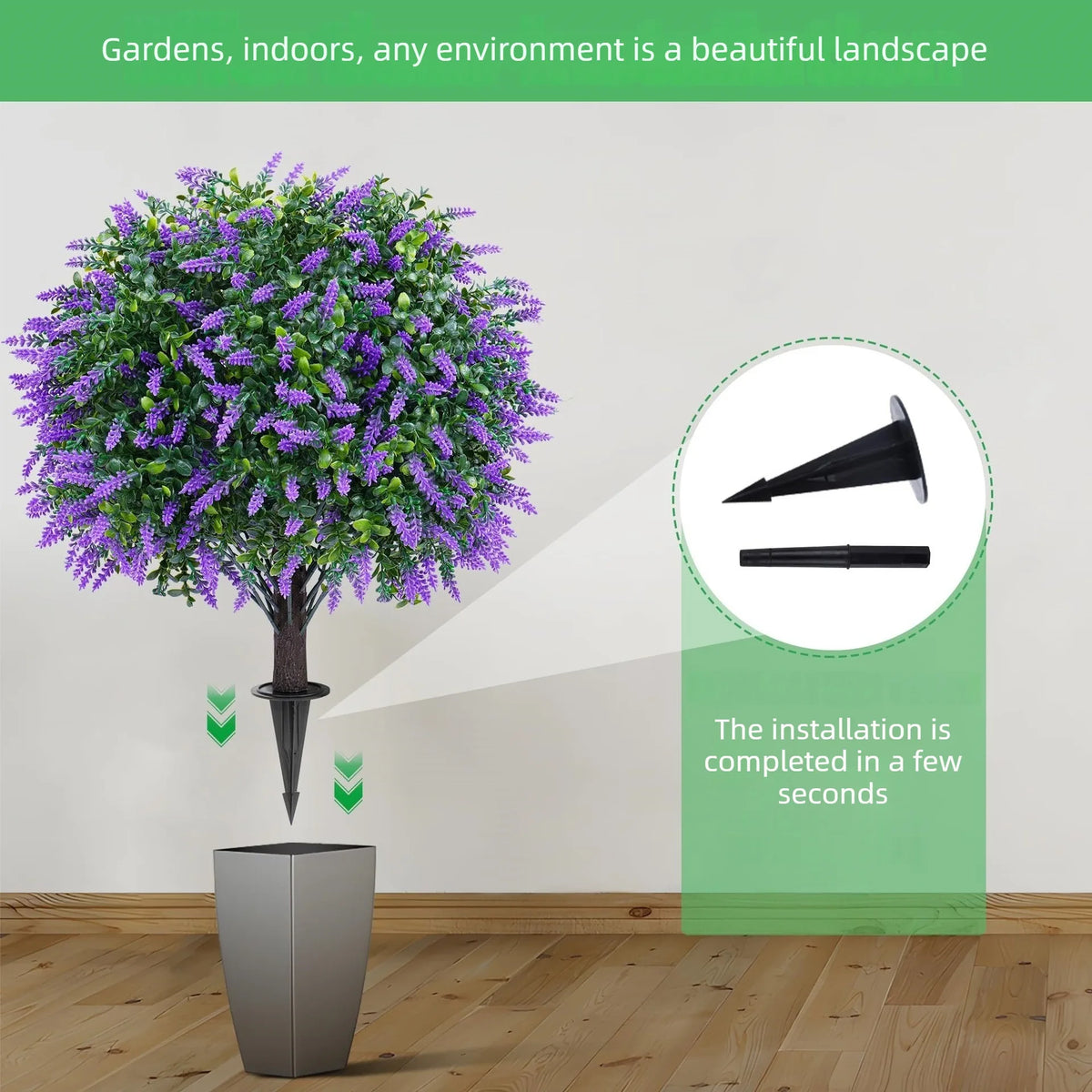 Arbre Artificiel Lavande en Pot | Résistant UV | Décoration Jardin, Porche & Extérieur
