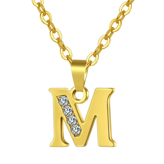 Collier Pendentif Lettre A-Z Or | Petit Alphabet Acier Inoxydable | Cadeau Anniversaire Bijou Femme