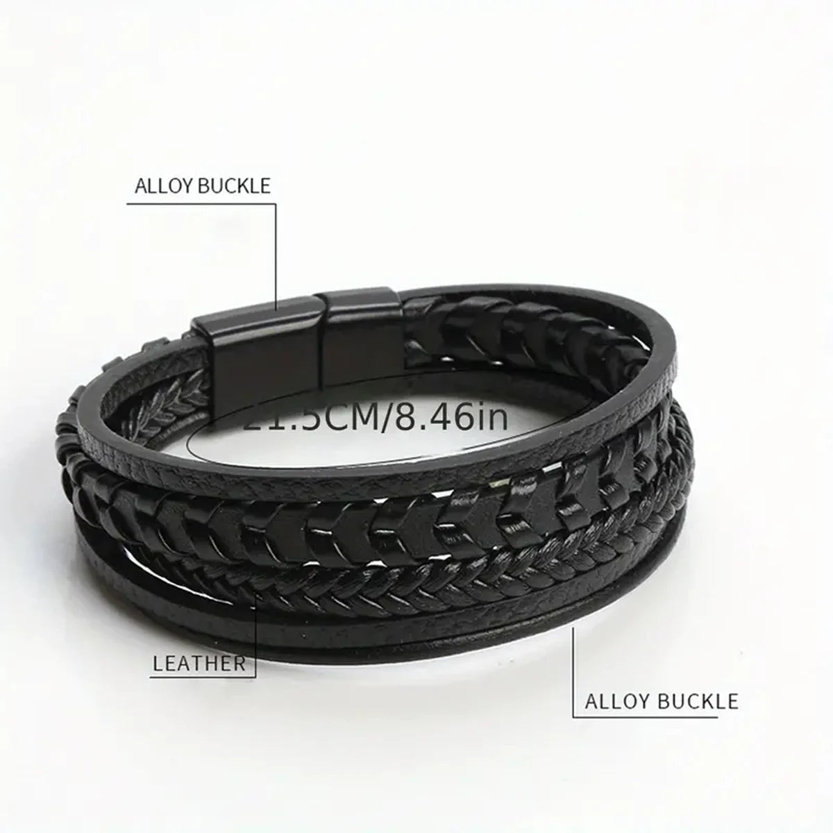 Bracelet Cuir Tressé Multicouche Homme | Boucle Magnétique Alliage | Vintage Rétro | Accessoire Mode