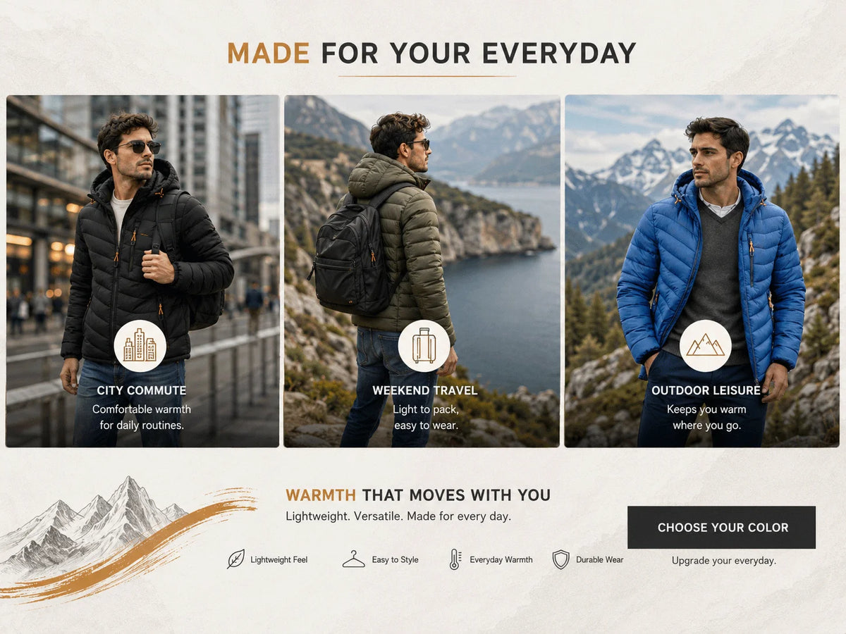 Doudoune épaisse à capuche pour homme | Automne et hiver
