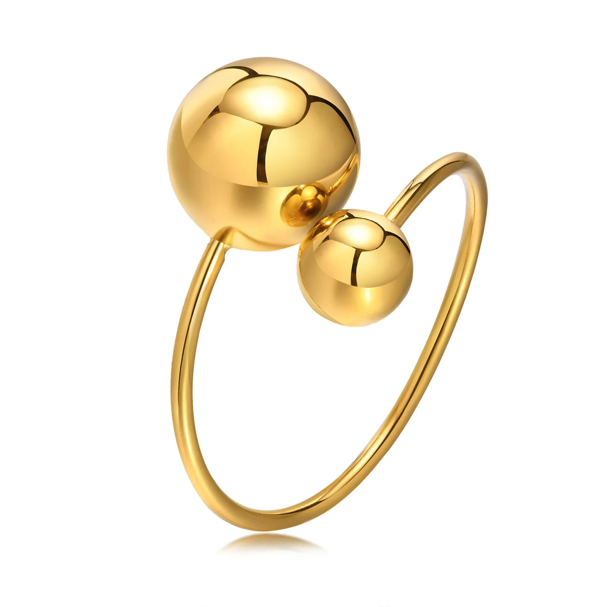 Stainless Steel Ball Adjustable Ring Statement Golden Metal Trendy Finger Ring Jewelry stainless steel ring New Gift