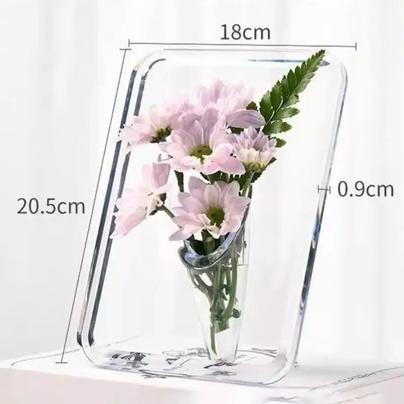 Vase à fleurs en acrylique Art moderne Cadres décoratifs transparents pour la maison Étagère de bureau Salon Affichage floral