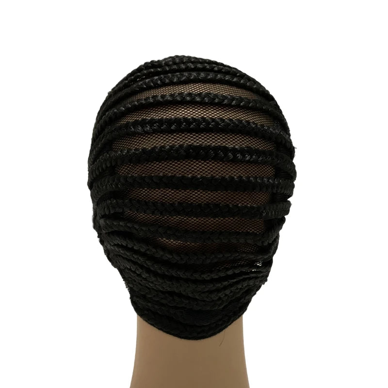 Braided Wig Cap For Crochet Hair Braids Breathable Cornrow Cap for Easier Sew in Weave Hair Glueless Black Cornrow Crochet Wig Cap