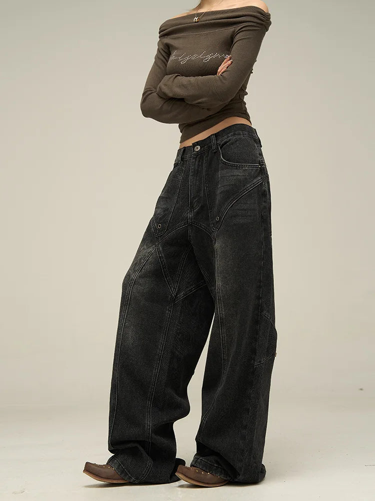 Baggy Jeans Men's American Style Personality Vintage Wide Leg Trousers All-Match Washed Fashion Streetwear Handsome Cool Pants