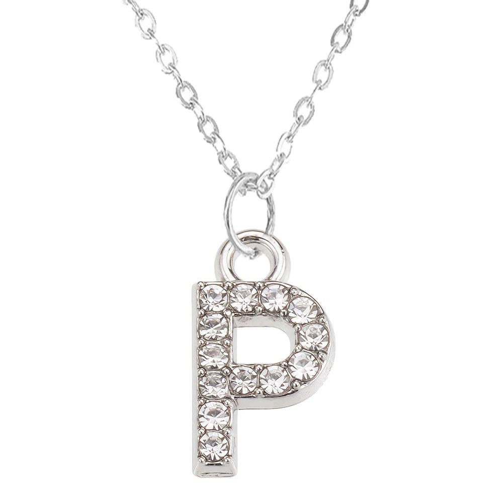 Collier Pendentif Lettre Brillant A-Z | 26 Initiales | Chaîne Clavicule | Bijou Saint-Valentin & Cadeau