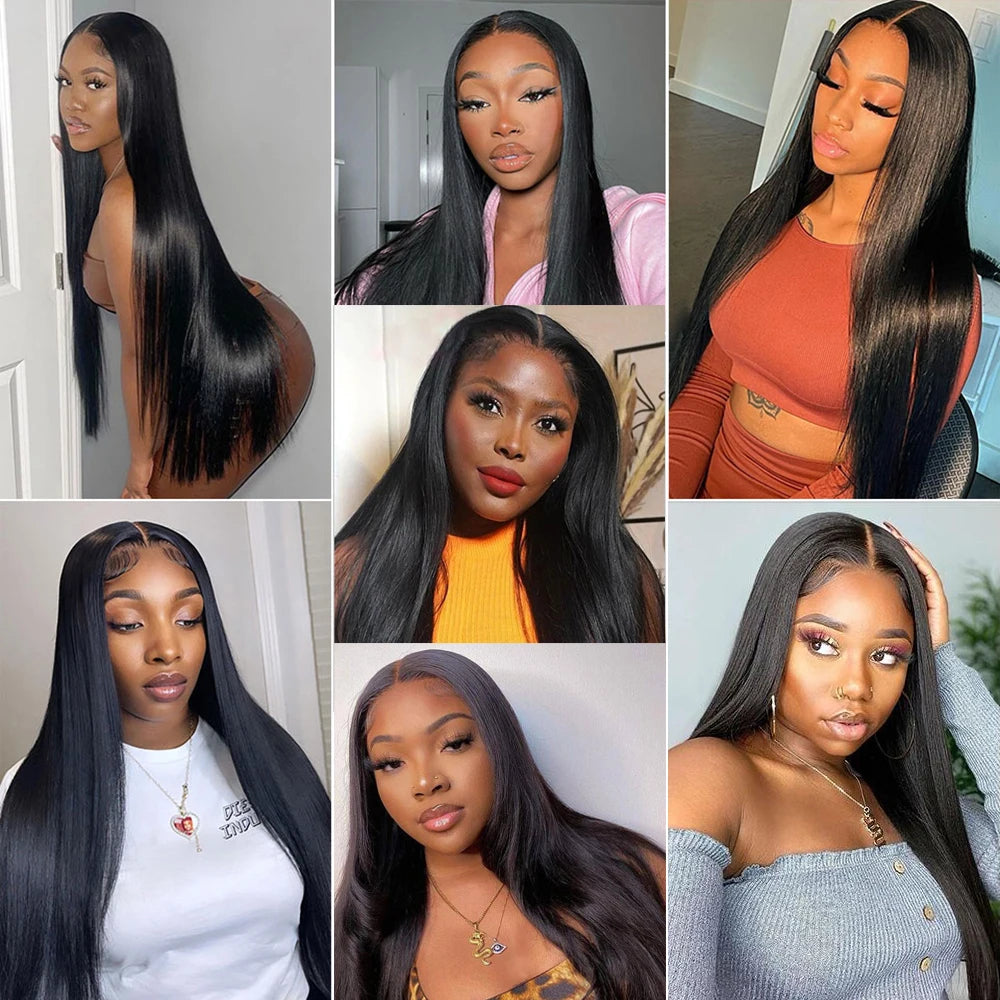 HD Lace Frontal Wig 13x6 13x4 Lace Front Wig Human Hair 30Inch Bone Straight Transparent Lace Human Hair Wigs 4x4 HD Closure Wig