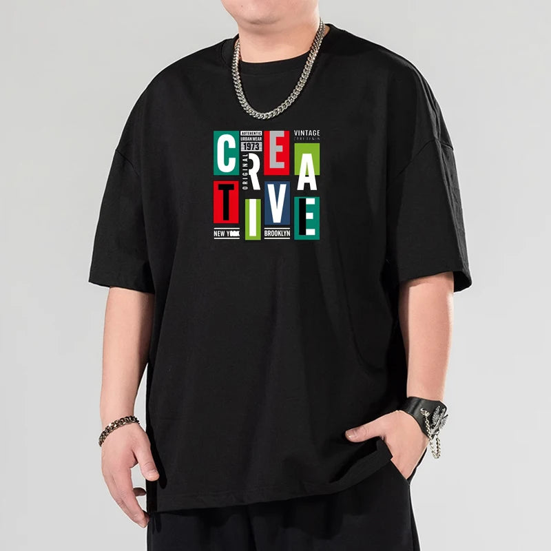 T-shirt à lettres pour homme | Col rond et manches mi-longues