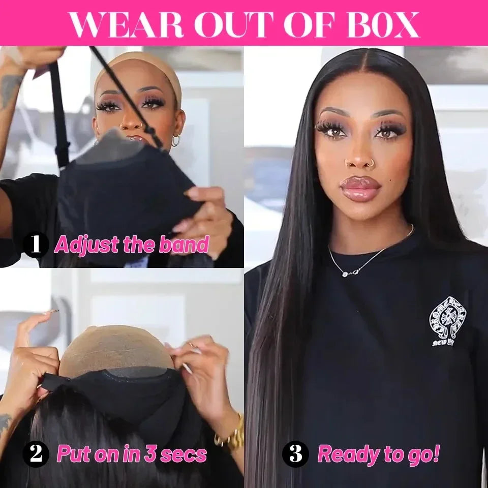Perruque Lisse Glueless | 4x4 & 5x5 HD Lace Closure Pré-Coupée | Wear & Go | Cheveux Humains | Femme