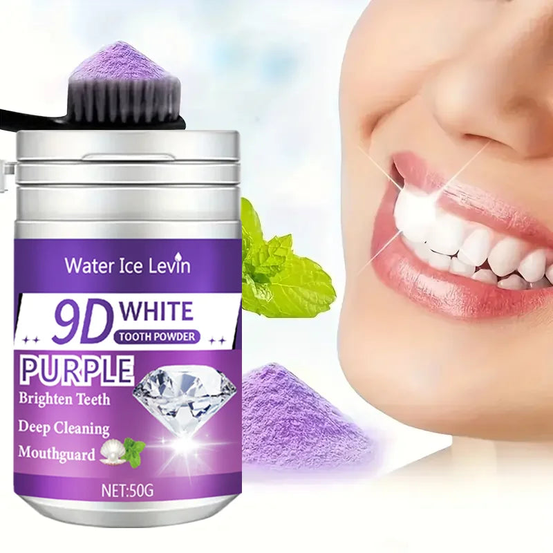 Poudre Dentaire 9D Formule Violette Brightening | Blanchit & Nettoie les Dents | Haleine Fraîche | 2-3 min/jour