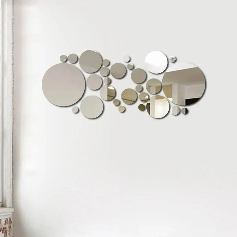 Lot 26 Stickers Miroir Rond Acrylique 3D | DIY Chambre Salle de Bain & Télévision | Décor Mural