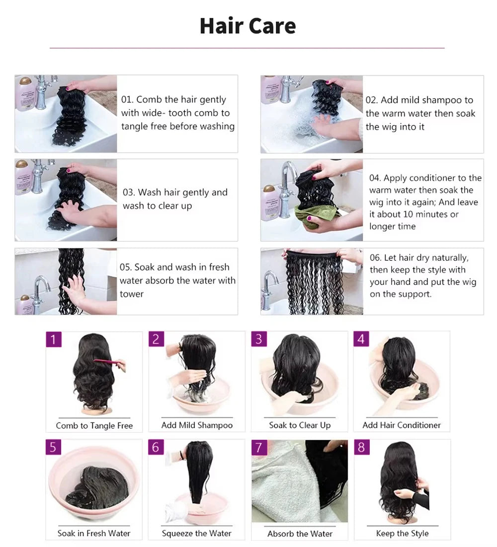 Extensions Crochet Cheveux Humains | Nœuds Invisibles | Pré-Loop | Deep Curly Wave | 14-22 Pouces | Femme
