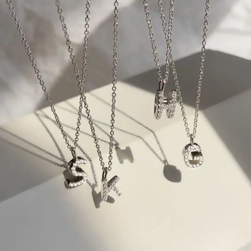 Fashionable Shiny A-Z Letter Pendant Charm Necklace 26 Initial Alphabet Name Clavicle Chain Party Jewelry Gift