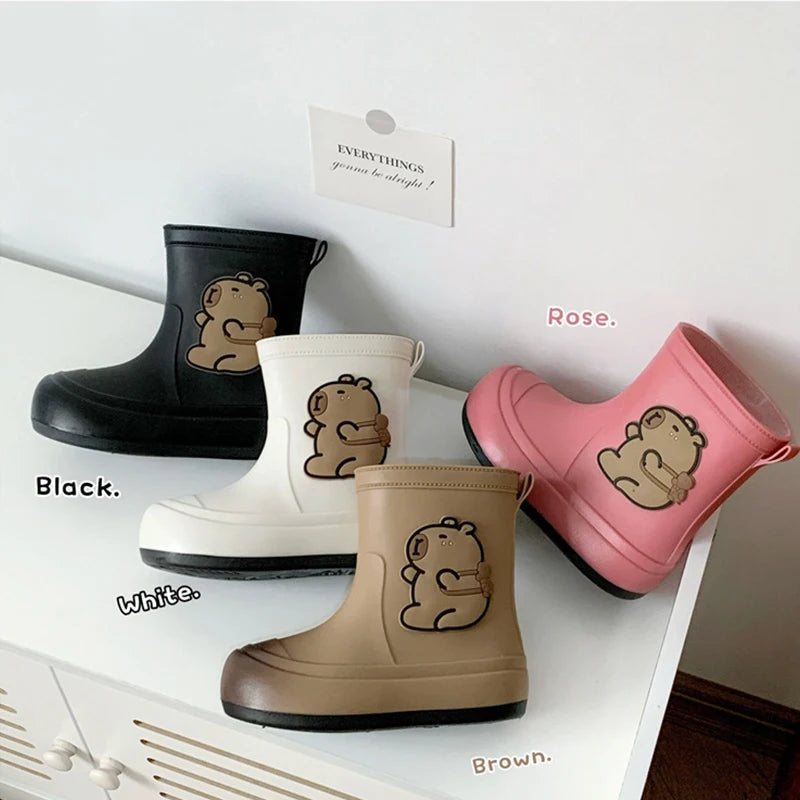Kids Rain Boots Cartoon Waterproof Rubber Shoes Anti-slip Outdoor Rain Footwear for Boys Girls Ages 3-12