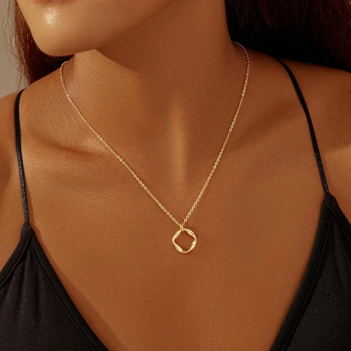 Layered 14k Gold Plated Necklaces for Women Stackable Silver Plated Circle Paperclip Chain Pendant Choker Necklace Set For Women