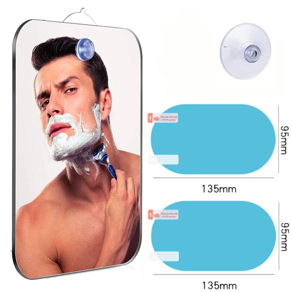 Miroir Acrylique Ventouse Douche | Antibuée | Portable Voyage | Maquillage & Rasage Salle de Bain
