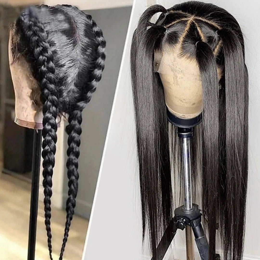 Perruque Full Lace 100% Cheveux Humains | Lisse | Pré-Pluçuée | Nœuds Blancs | Femme
