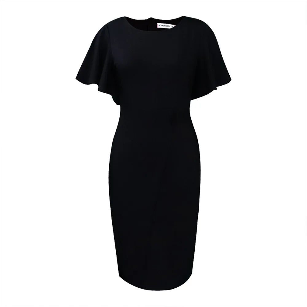 Robe Bodycon Femme Grande Taille 2025 | Élégante Bureau | Sexy Manches Courtes | Taille Haute Cintrée