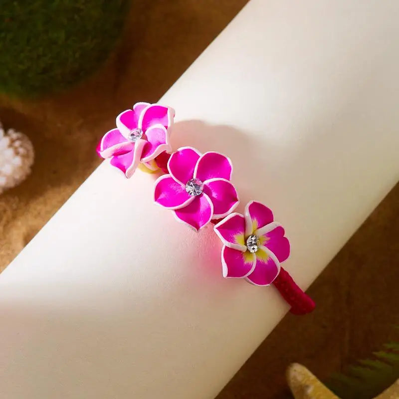 Trendy Handmade Boho Flower Bracelet for Women Bead Rope Adjustable Bangle Beach Holidays