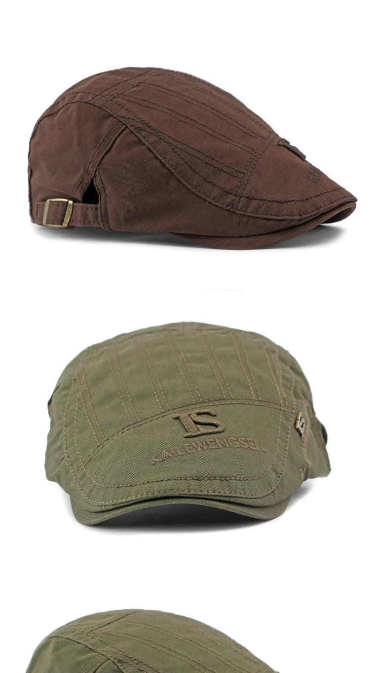 2026 Hat Men's Spring Summer Embroidery Cotton Cap British Vintage Fashion Forward Hat Women's Casual Beret Youth Hat