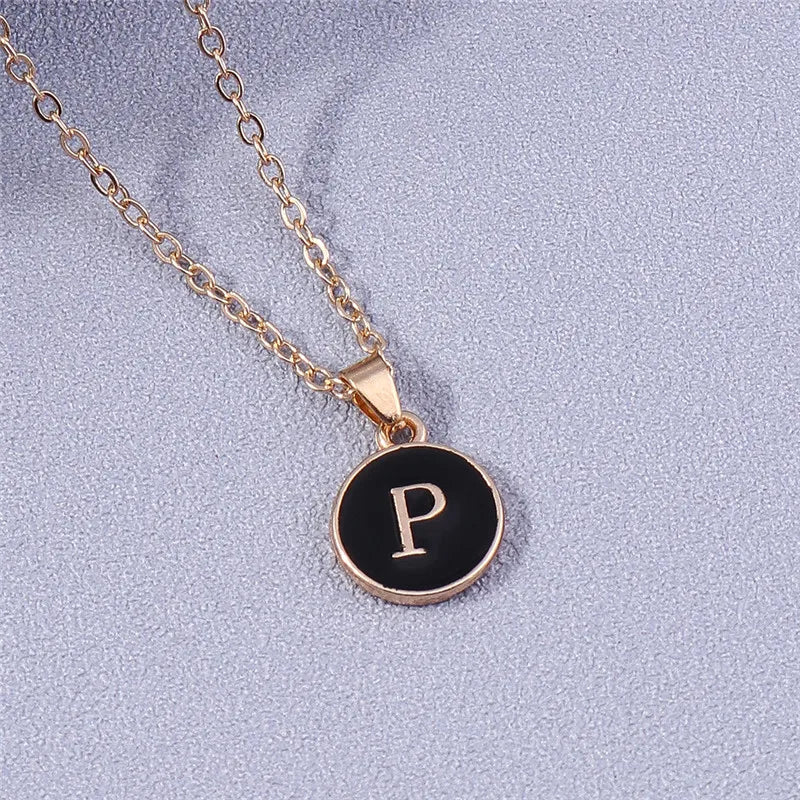 Collier Pendentif Initiales Femme | 26 Lettres A-Z Émail | Bijou Tendance Cadeau Anniversaire Fille