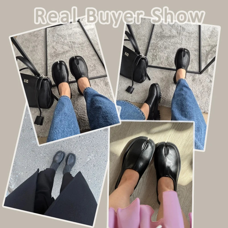 2025 Chunky Platform Tabi Loafers Women Luxury Designer Split Toe 35-45 Unisex Concise Fashion Flat Slip-on Pig Trotter Shoes