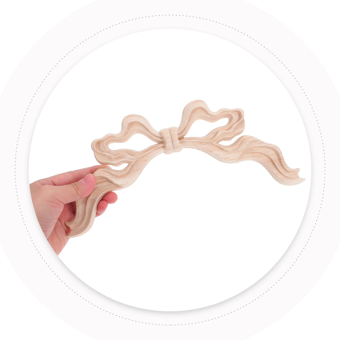European Wood Carved Applique Corner Onlay Bow Knot Wall Decor For Home Bedroom Living Room Diy Wooden Wall Art