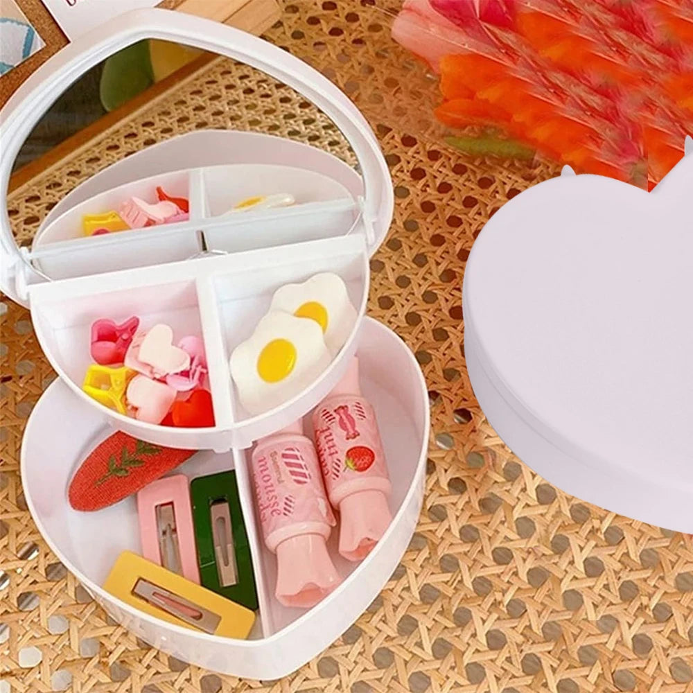 Boîte Rangement Accessoires Cheveux avec Miroir | Pinces Barrettes Élastiques Fille | Étui Voyage Portable