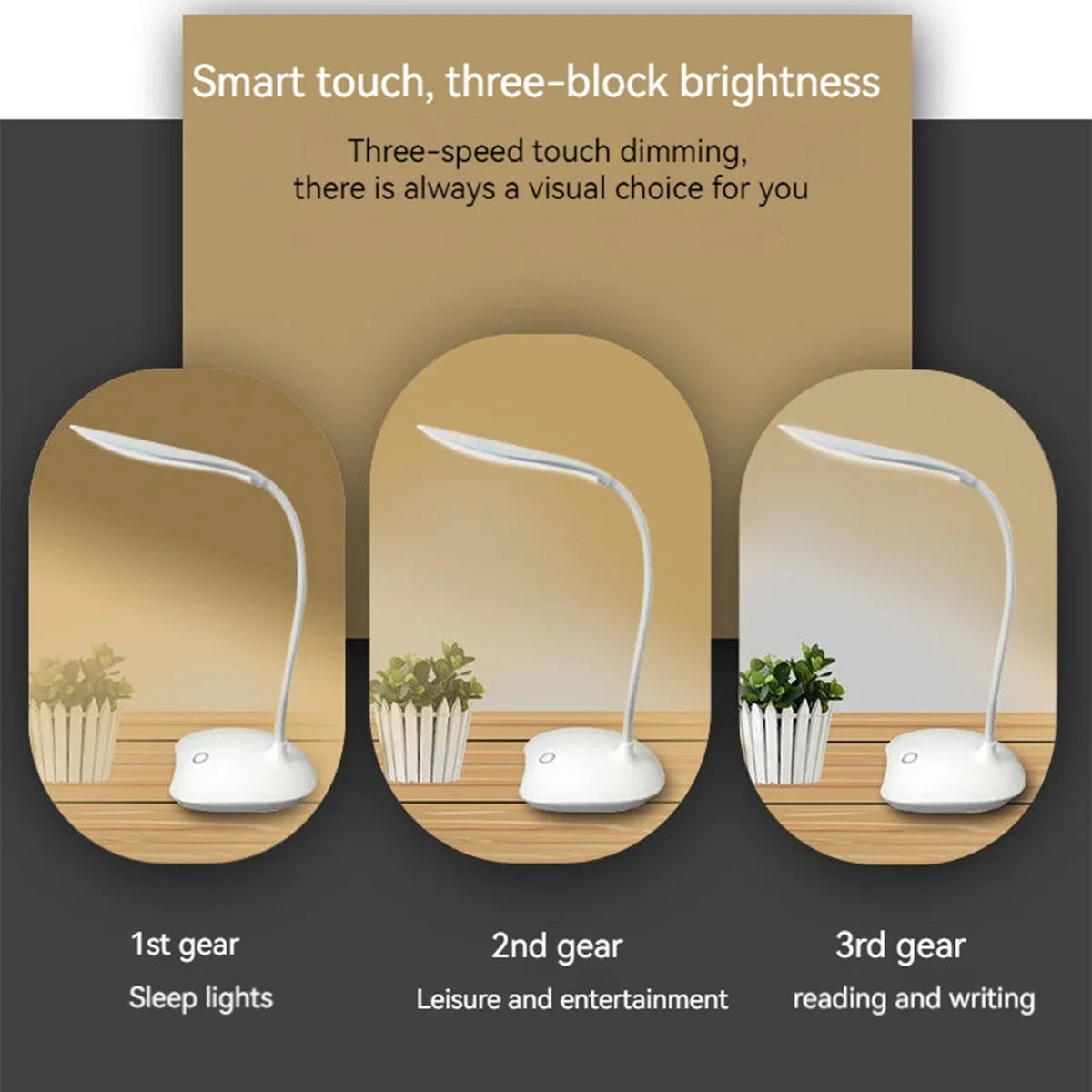 Lampe de Bureau LED de Lecture Portable | Charge USB | Tactile Dimmable | Protection des Yeux | Bureau & Chambre