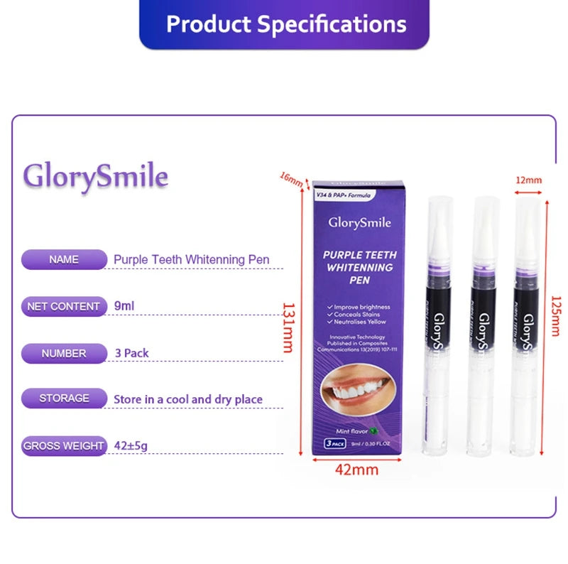 Magical Purple Teeth Whitening Pen, Fresh Breath, Stain Removal, Toothpaste, Oral Deep Cleaning, Teeth Cleaning Essence, Oral Care