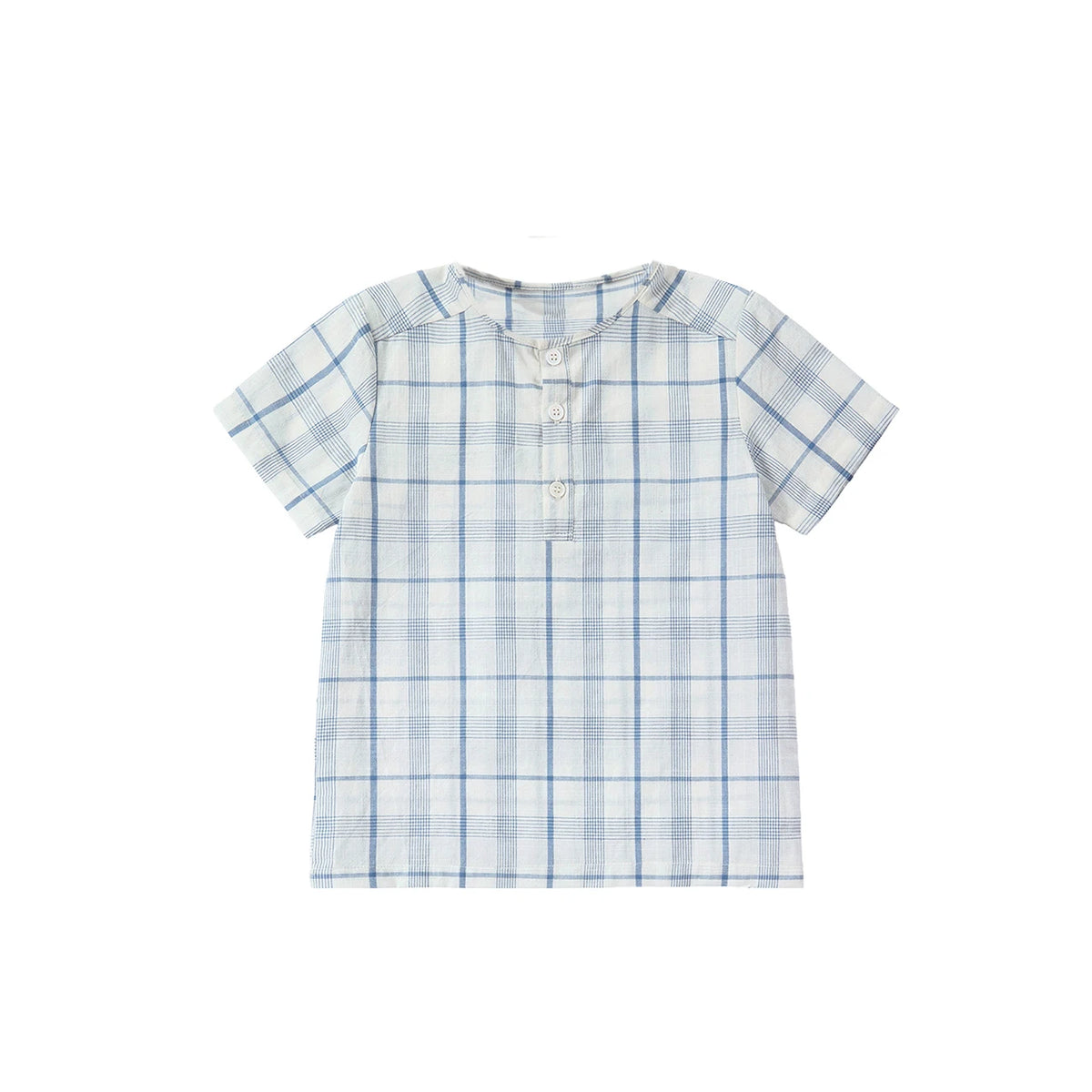 Tenue Famille Assortie AP Barcelone | Robe Fille Broderie & Ensemble Garçon Carreaux | Collection Bleue