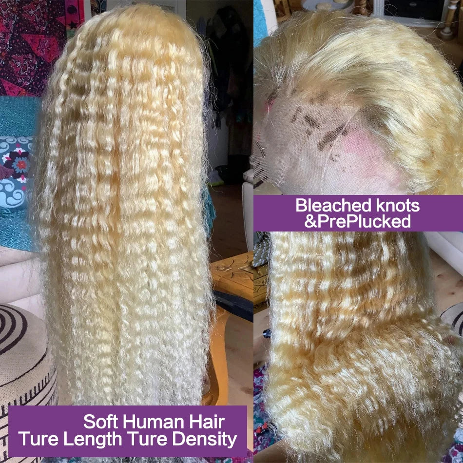 Perruque Blonde 613 | HD Lace Frontal 13x6 & 13x4 | Water Deep Wave | Pré-Pluçuée | 30-38 Pouces | Cheveux Humains