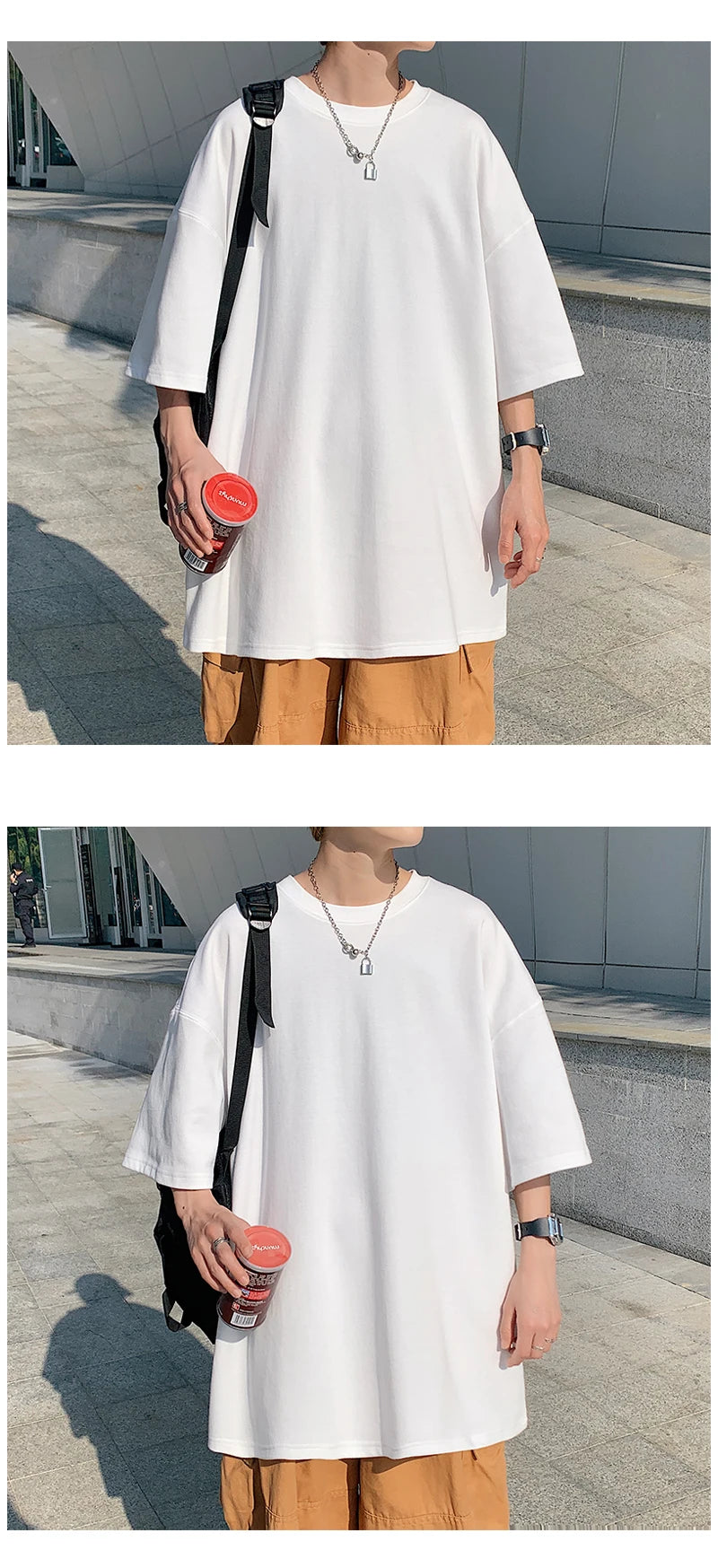T-shirt ample uni en coton pour homme | Manches courtes | S à 5XL
