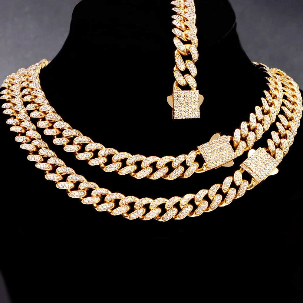 Men's Initial Name Pendant Necklace with Hip Hop Iced Out Rhinestone Paved Cuban Link Chain Necklace Fashion Birthday Jewelry Gift