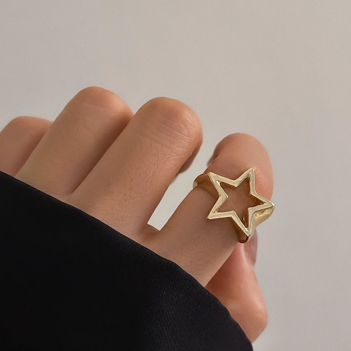 Bague Étoile Punk Gothique Irrégulière | Ajustable Couple | Y2K Vintage | Bijou Femme Statement