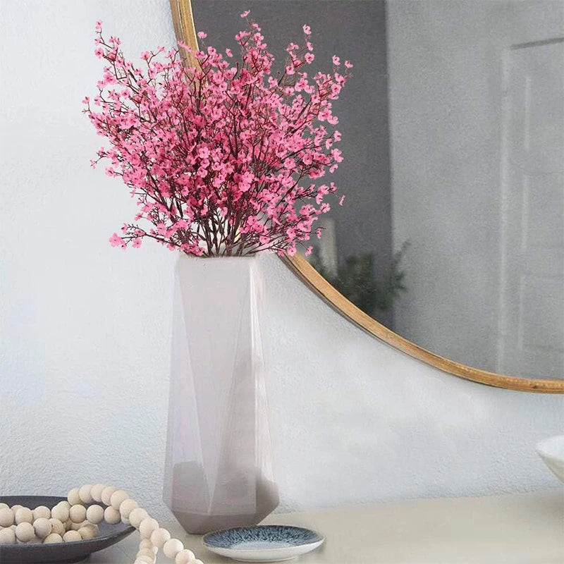 Fleurs Artificielles Cerisier & Gypsophile Roses | Bouquet DIY Mariage | Décor Noël & Vase Maison