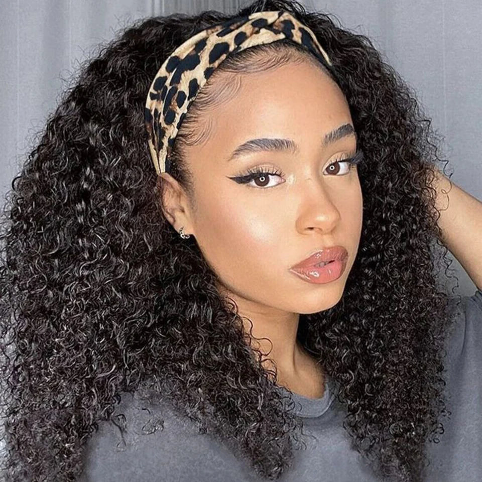 Perruque Headband Kinky Curly Jerry Curl | 250% Densité | Glueless | Machine Made | Cheveux Remy Brésiliens | Femmes Noires